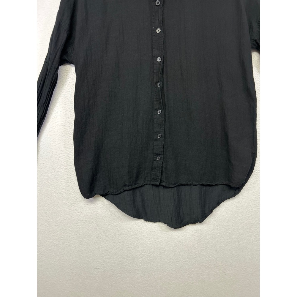 Minimalist Boho Wild Fable Women XXS Black Gauze High-Low Button Down Shirt - Picture 8 of 9
